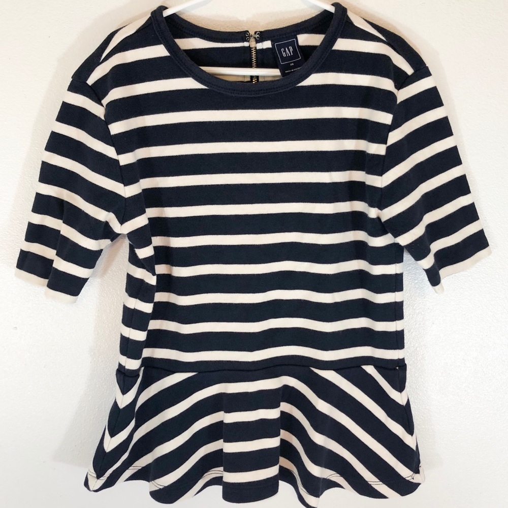 Gap Navy Striped Peplum Top